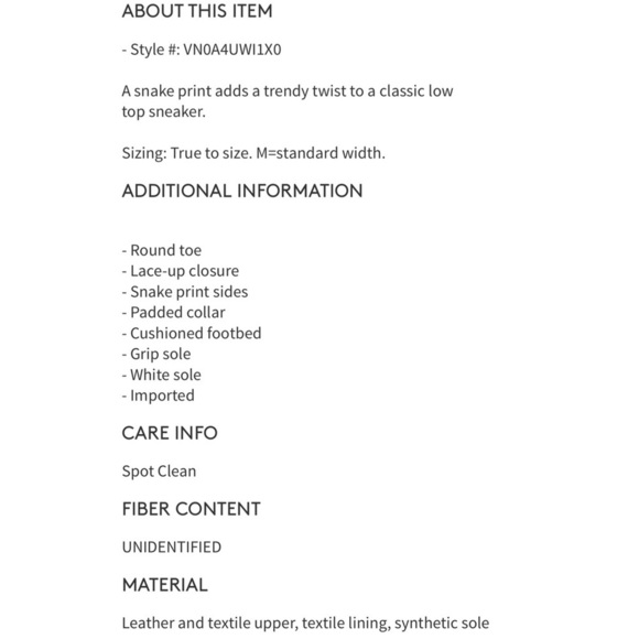 Vans | Snake Print Low Top Sneaker - Picture 9 of 9